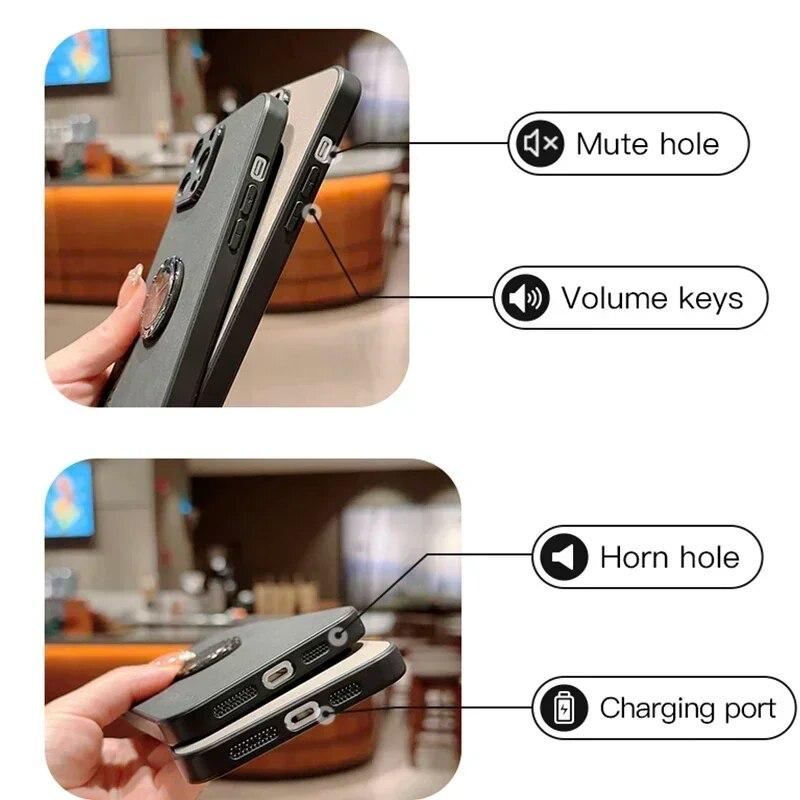 Pro Redmi Turbo 3 Luxusní PU Kožený zadní kryt Pro Xiaomi Redmi Turbo 3 Ochrana fotoaparátu Nárazuvzdorný držák otočného kroužku