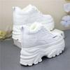 Fashion 12CM Genuine Leather Vulcanize Fashion Thick Bottom Women Chunky Sneakers Platform Wedge Causal Winter Plush Autumn Shoes