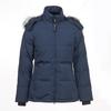 Womens Hooded Down Jacket With Removable Raccoon Fur Trim 90% White Duck Slim Fit Winter Coat
