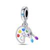 New S925 Silver Color Eggshell Painter's Palette Artist Charms Beads Fit  S925 Original Bracelets DIY Jewelry Birthday Gift