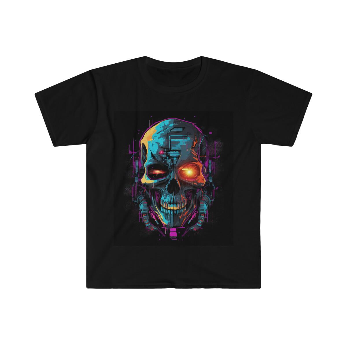 Cyberpunk Skull T-Shirt, Skull tee, skull graphic tee, gothic tee, cyberpunk tee S разноцветный