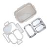 Divided Lunch Box 304 Stainless Steel Leakproof Heatable 3 Compartments Rectangular Food Container 1.2L Capacity