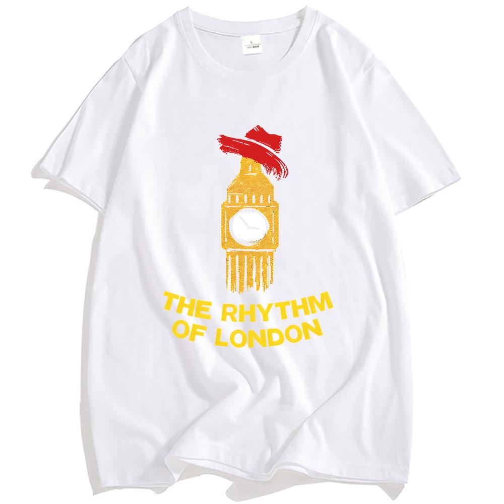 

The RHYTHM of London T-shirt Paddingtonn Bear Design Graphic Tshirts Cotton Soft Short Sleeve Mens T Shirt Loose Casual Shirts XS белый
