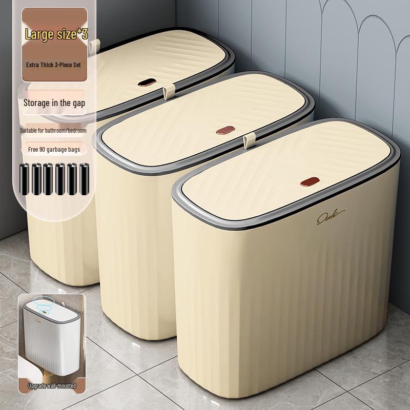 2025 Large Capacity Trash Can with Lid for Bathroom, Kitchen, Living Room