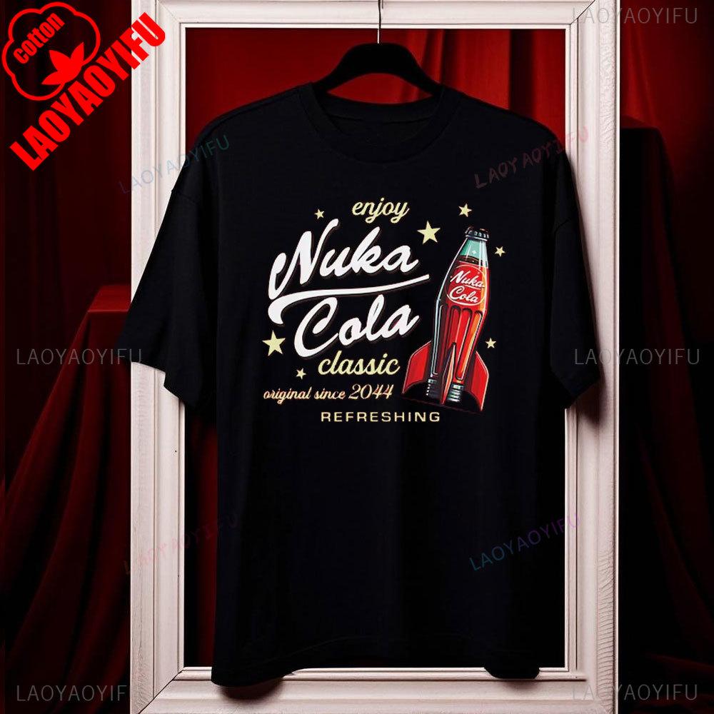 Nuka Cola Fallout Unisex Softstyle Cotton T-Shirt Funny Tshits Vintage Red T Shirt 2044 Tee Tops Fan Gift Ropa Hombre Harajuku