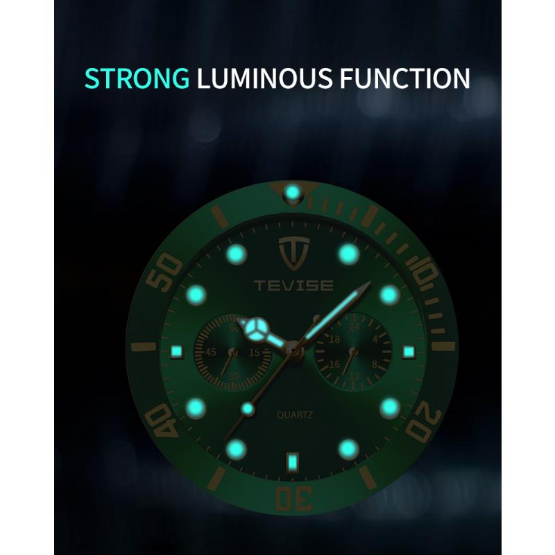Tevise Men Business Watch Stainless Steel Quartz Watch Date Fashion Casual Watches Sapphire Crystal Watch