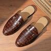 Fashion Summer New Mens Half Slippers Loafers Metal Buckle Patent Leather No Follow-up Breathable Brown Black Daily Commute Casual Shoes