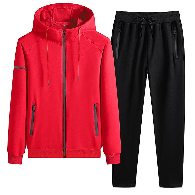 Spring Men's Large Size Hooded Suit Cardigan Sweatshirt Sports Pants Suit