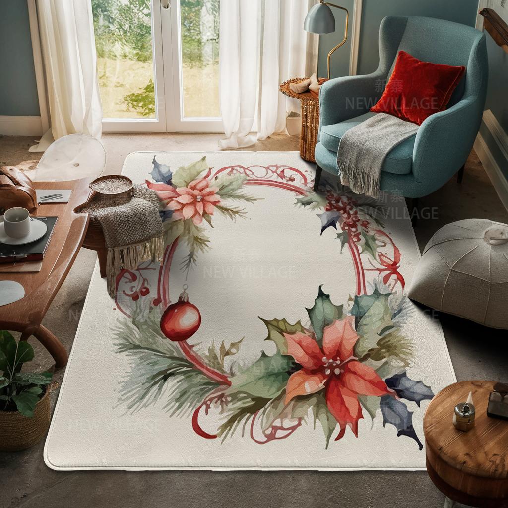 House Entrance Carpet Home Door Mat Living Room Bath Foot Bathroom Non-slip Water Absorption Rugs Bath Merry Christmas Winter