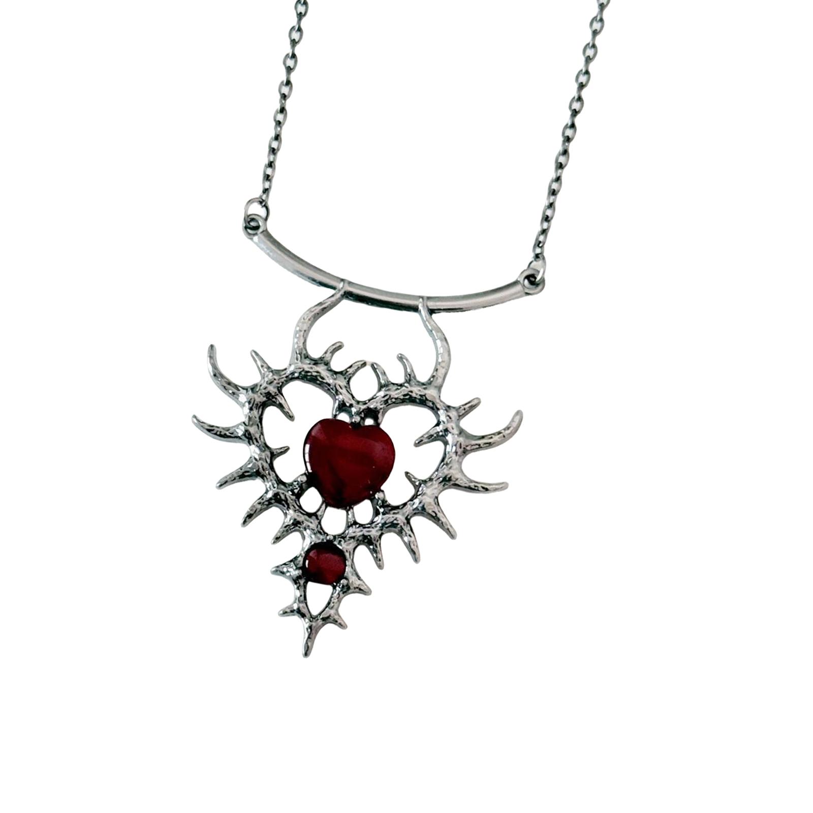 

Романтическое ожерелье в виде сердца любви с кристальными вставками Прочный сплав Модный аксессуар для стильных женщин красный