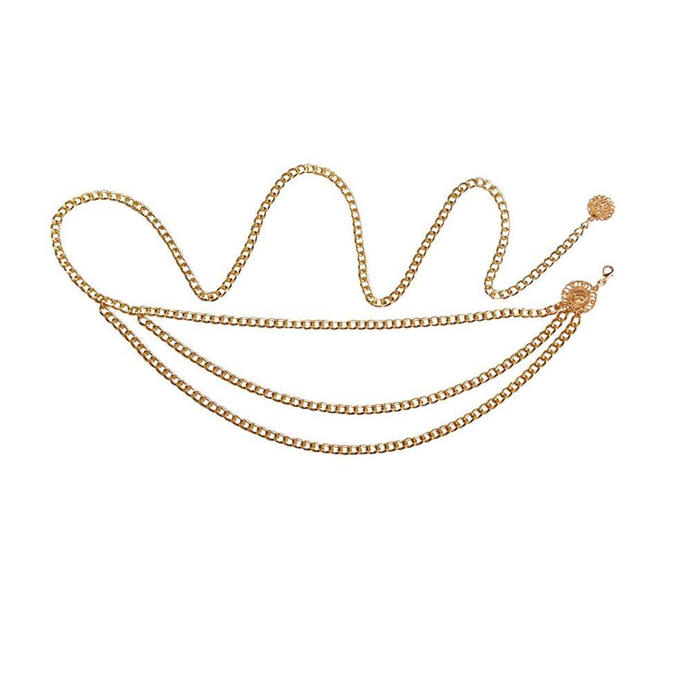 Round Pendant Zinc Zinc Alloy Chains Adjustable Waist Chain Aluminum Chain Women Body Chain Metal Belts