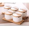 Serving Spoon Spices Storage Box Bamboo Lid Kitchen Condiment Container  Sugar