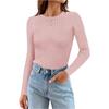 Maglietta da Donna a Maniche Lunghe Girocollo a Righe Slim Fit Casual Basic