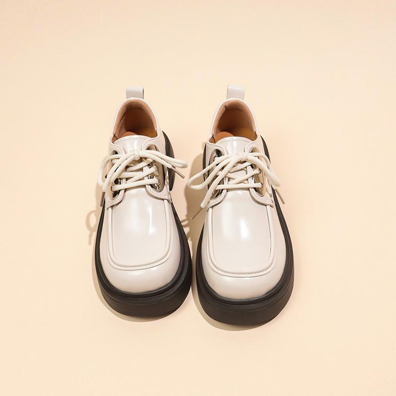 2024 Women's New Autumn Thick-soled Women's Loafers Slip-on Designer Casual Lace-up High-heeled Low-cut Shoes