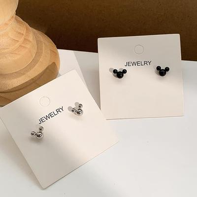 Silver Needle Earrings, Earring Chain, Daily Round Mini Mouse