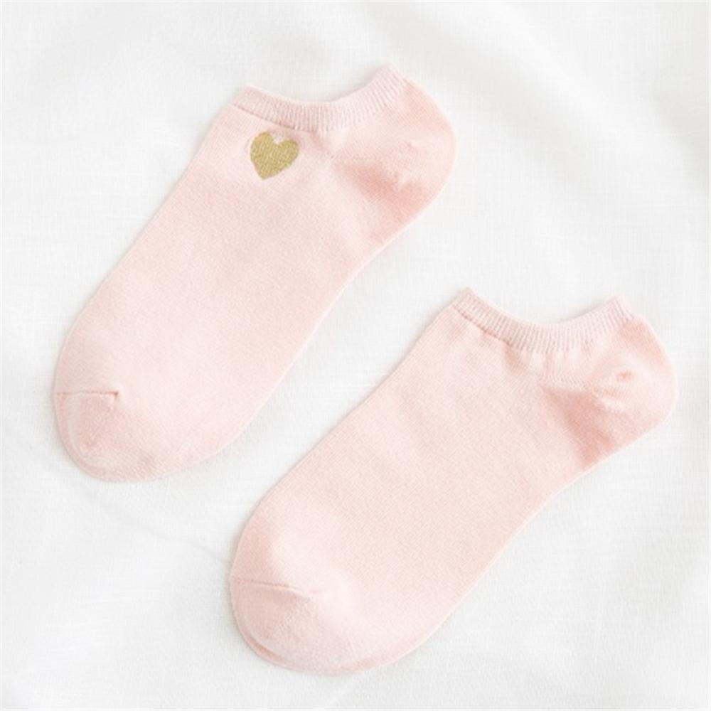 Cute Embroidery Gold Silver Heart Socks Women Lovely Funny Glitter Love Sokken Art Ankle Calcetines Dropship