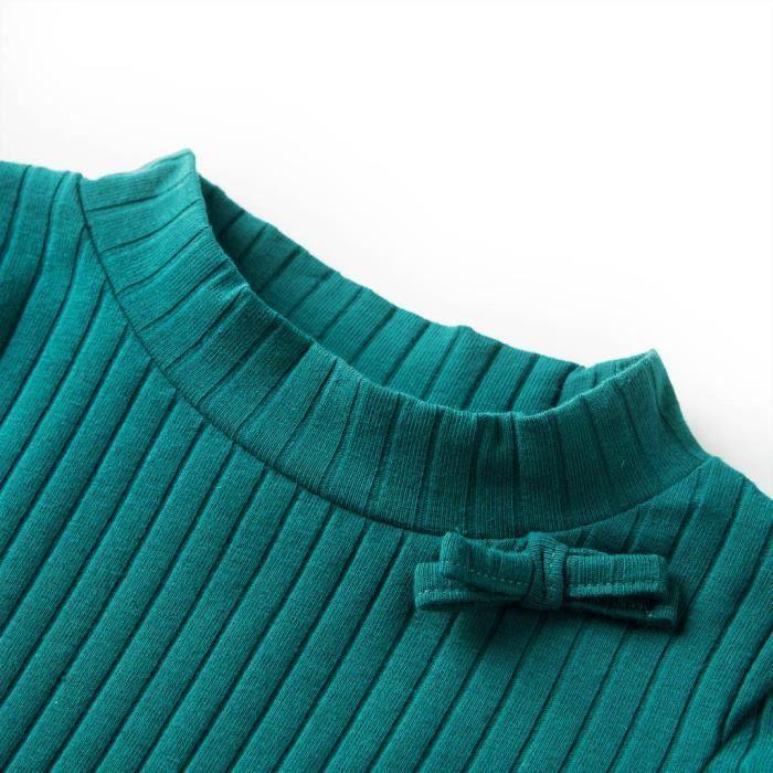 Children's Long-sleeved Ribbed Knit T-shirt 4 Colors and 5 Sizes Available