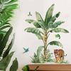 Tropical Tiger & Banana Leaf Bird Wall Sticker for Living, Dining, or Study Rooms - Self-Adhesive Decor