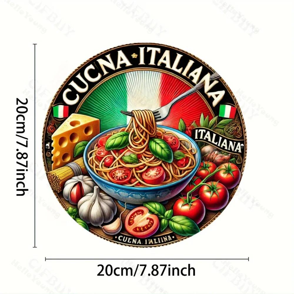 Vintage Italian Cuisine Sign, Durable Aluminum Foil Art. Ideal for Home Decor, From Kitchen To Bedroom. A Unique Gift Option.