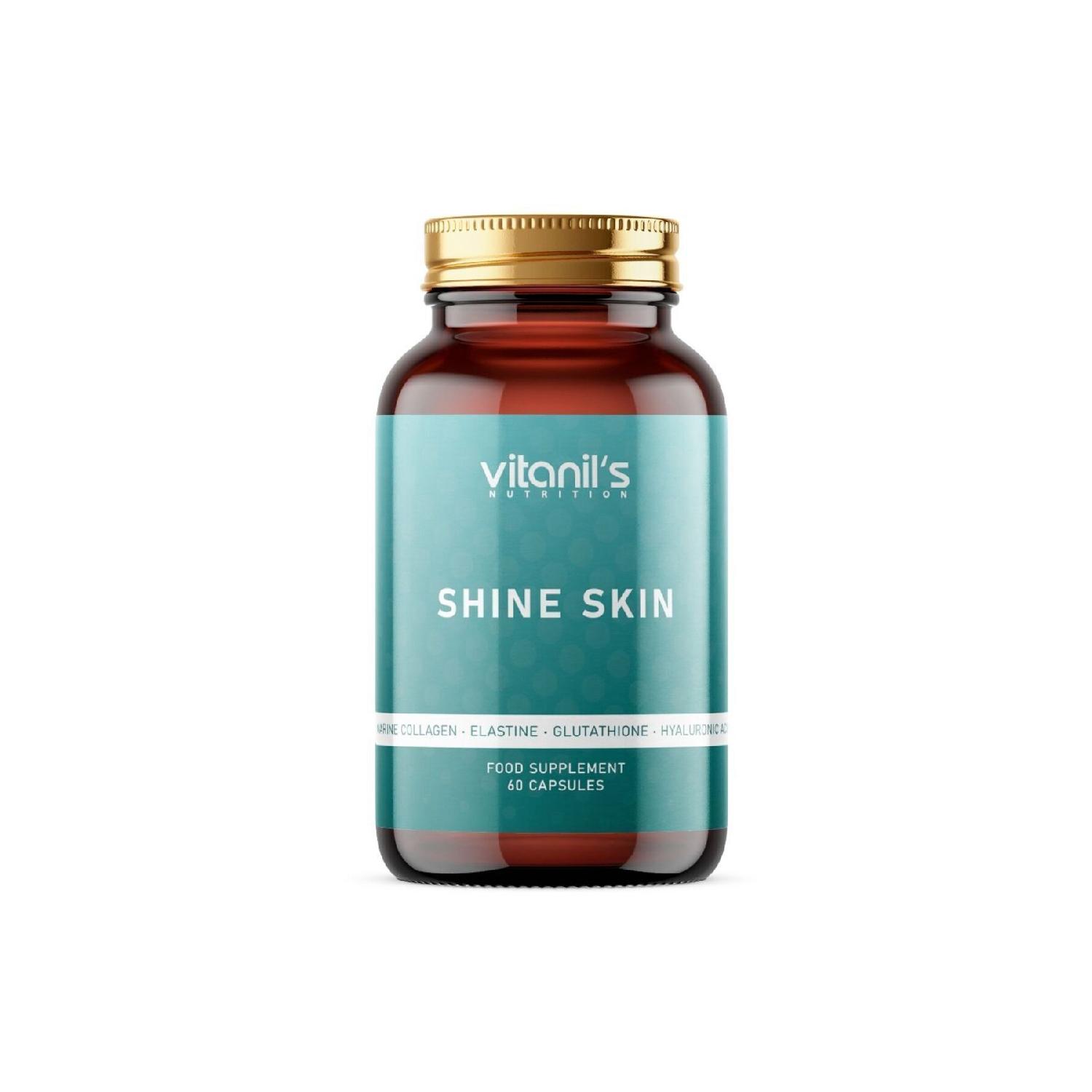 

Shine Skin 60 Capsule Marine Collagen, Elastin, Glutathione, Hyaluronic Acid, Grape Seed Cons