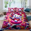 This Hello Kitty three-piece bedding set with a cartoon heart print, including one duvet cover and two pillowcases, makes a perf