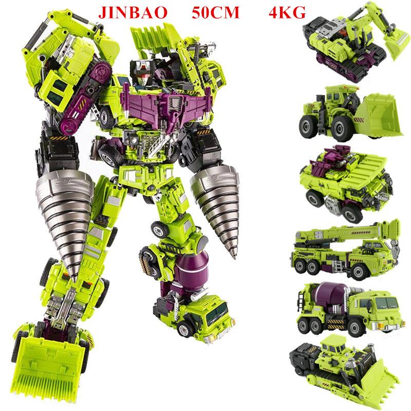 Oversize 6 IN 1 Transformation Devastator Toys Boy Robot Car KO G1 Excavator Trucks Model Action Figure Kid Adult