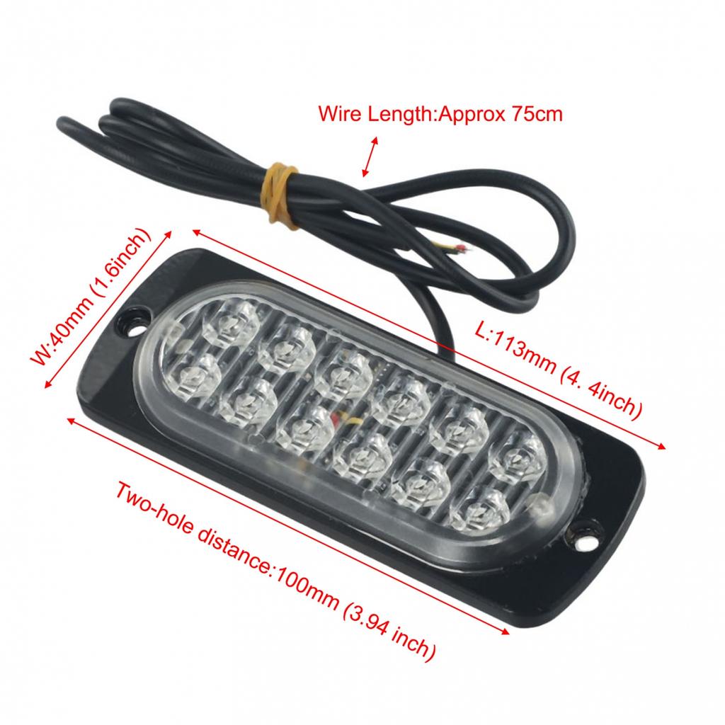 Red 36W 12 LED Car Truck Hazard Beacon Flashing Strobe Light Bar Waterproof