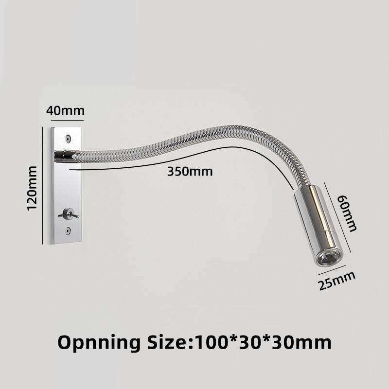 Lampă de perete flexibilă cu LED pentru citire cu gât de gâscă, lumina de perete modernă, montată pe perete, pentru dormitor, reflectoare pentru studiul de inginerie hotelieră