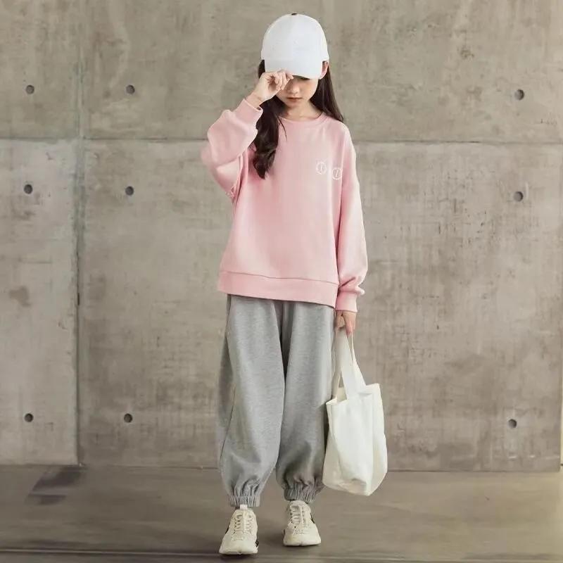 Completo Sportivo Primavera e Autunno per Ragazze Felpa a Maniche Lunghe Girocollo + Pantaloni Tuta Set Due Pezzi