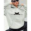 Women's Autumn and Winter Warm Loose Casual Pattern Printed Suede Long Sleeved Hooded Sweatshirt