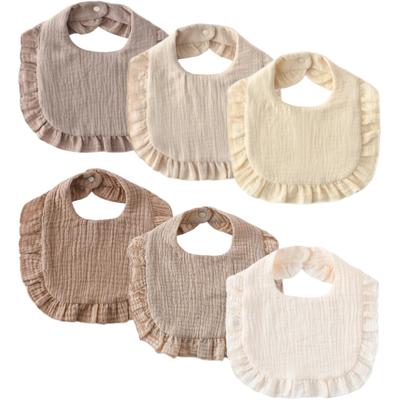 Baby Set for Frilled Cute Baby Feeding Newborn Baby Shower Gift [GoUseGo] Bibs, 6-Piece Girls, Waterproof, Bibs, Plain, 6-Layer Gauze, Bibs, Bibs,