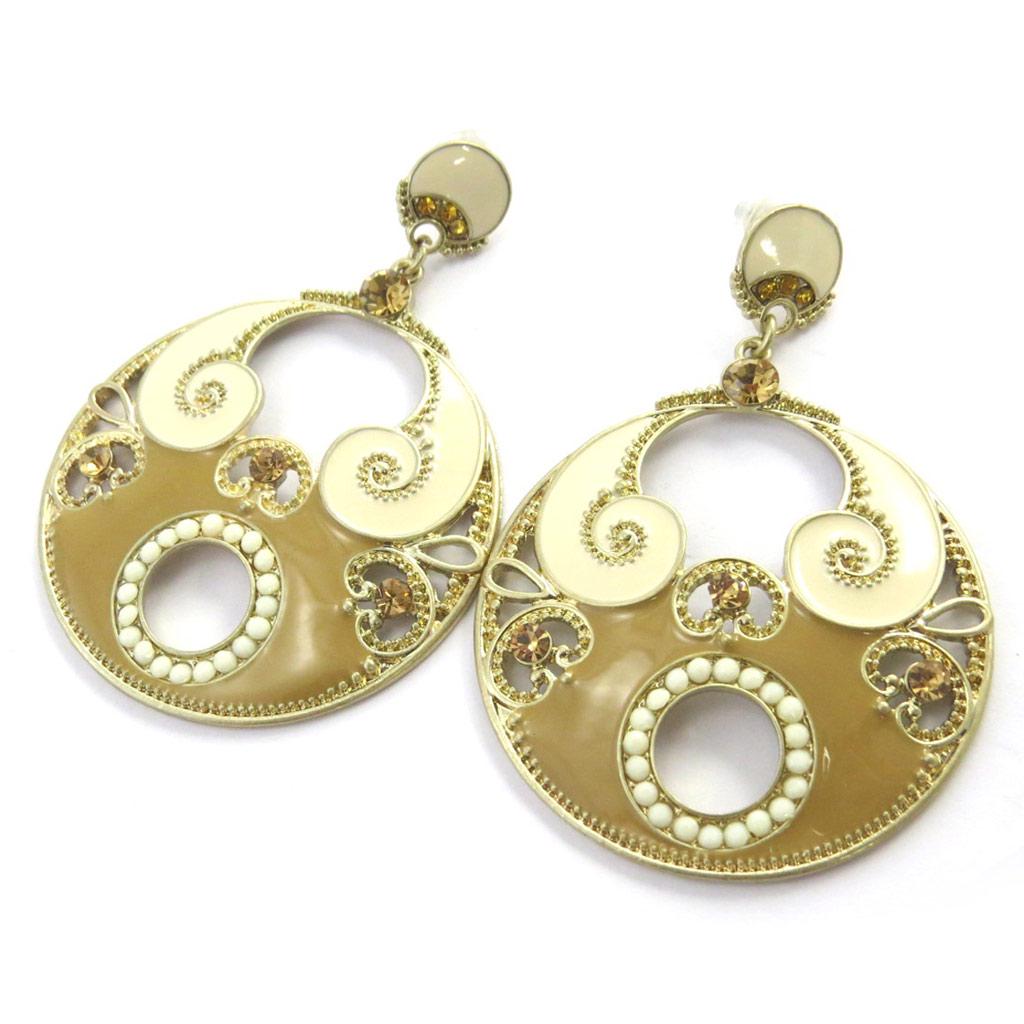 Les Trésors De Lily [M8123] - 'Altaï' Beige Brown Designer Earrings