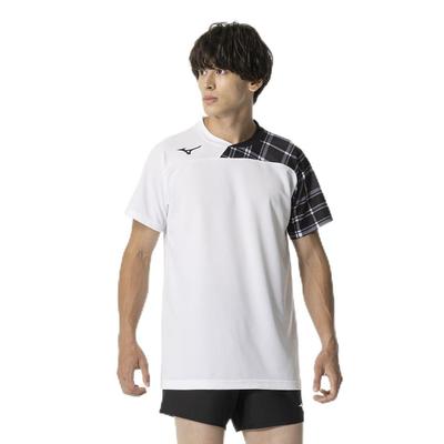 Mizuno V2MAB111 Game Short Shirt, Sleeve, Graphic, Unisex, White/Black