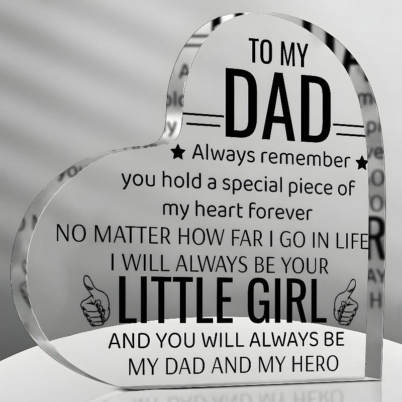 2D Flat Vintage Style Acrylic Heart Tabletop Decor, Father's Day Gift, Suitable for Wall Decoration, Porch, Room, Villa, Accents Home, Hallway, or Wor