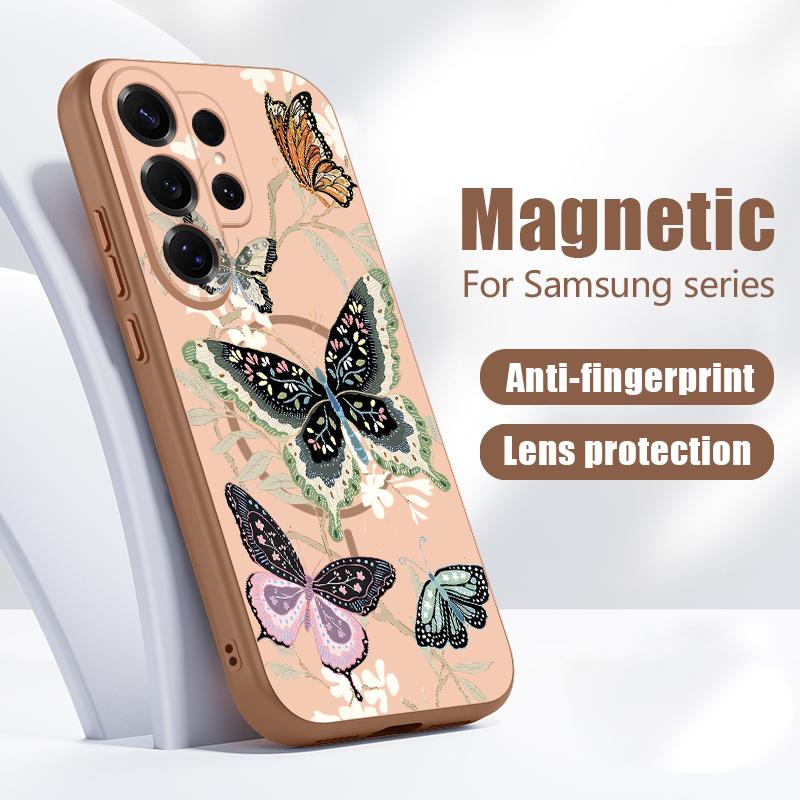 Fantastic Butterfly Print Case For Samsung S26 Edge S25 FE S24 Plus S23 S22 Ultra A15 A16 A17 A35 A36 A37 A54 A55 A56 A57 5G Magnetic Matte Cover