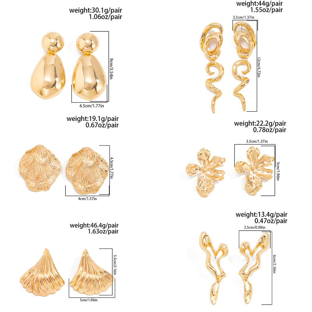 Salircon 6 Styles Retro Exaggerated Irregular Geometric Stud Earrings Women Creative Punk Metal Piercing Earrings  Charm Jewelry