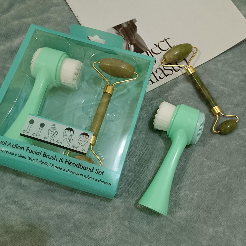 Двусторонняя силиконовая щетка для очищения лица со подставкой - 3D ручной массаж, конфетные цвета