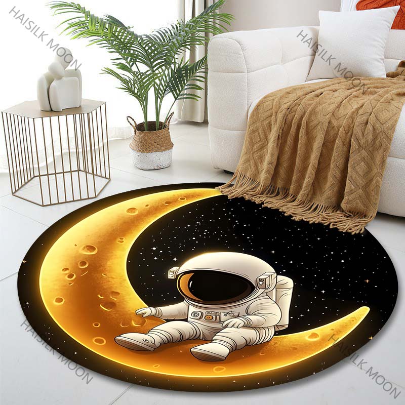 

Multiple sizes Astronaut sitting on crescent Print Round Carpet Living Room Bedroom Table Chair Sofa Decorative Carpet Diameter -60cm
