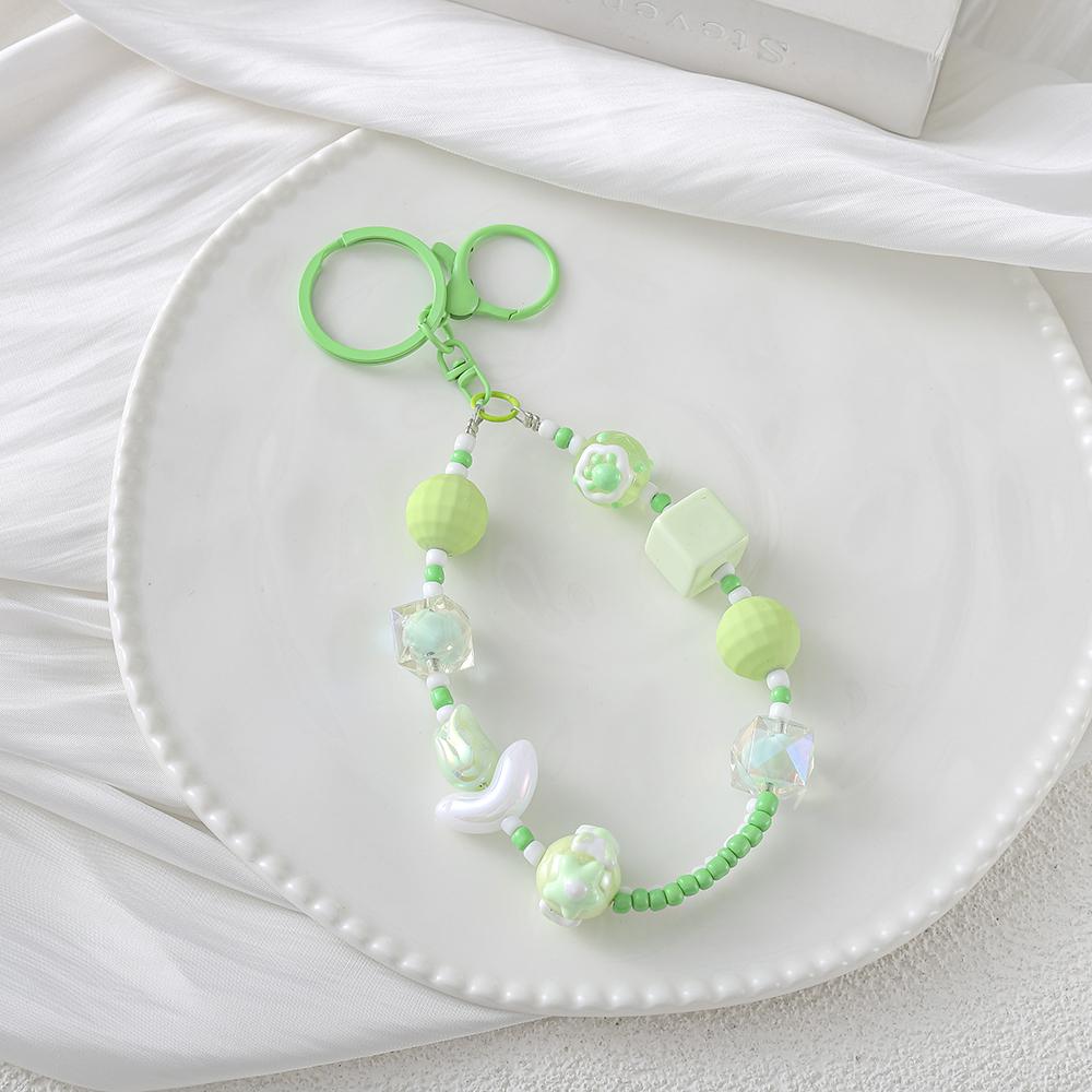 

1Pc Colorful Acrylic Phone Lanyard Keychain Pendant Square Round Beaded Bag Decoration Crystal Hanging Ornament Chains