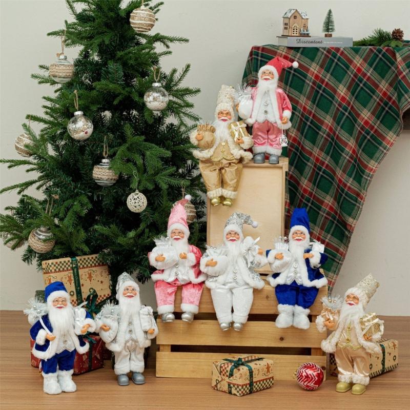 Premium 12-calowa Figurka Świętego Mikołaja w pozycji siedzącej Ozdoba świąteczna Do dekoracji świątecznych w pomieszczeniach i ekspozycji festiwalowych