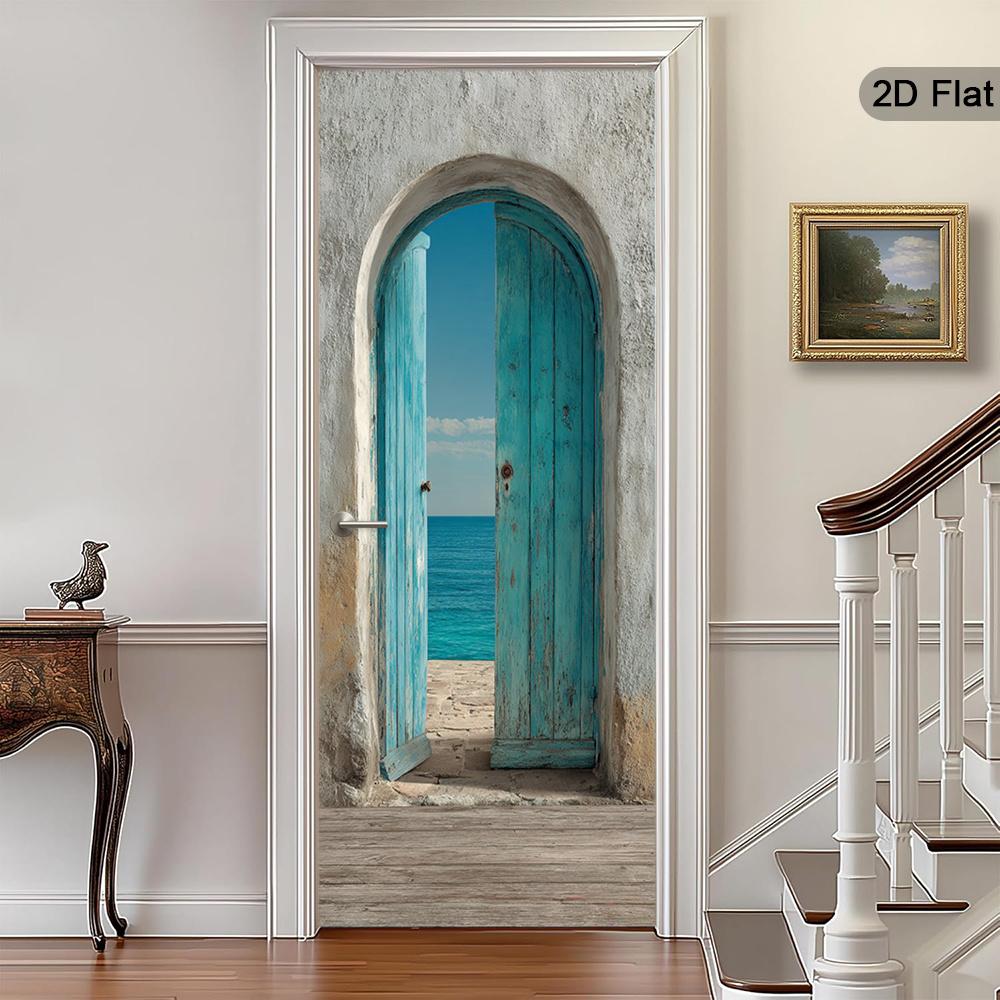 37Style Floral Door Stickers Removable Vinilos Para Puertas Adhesive Wallpaper Art Murals for Doors Bibliotheque Modern Home Decor
