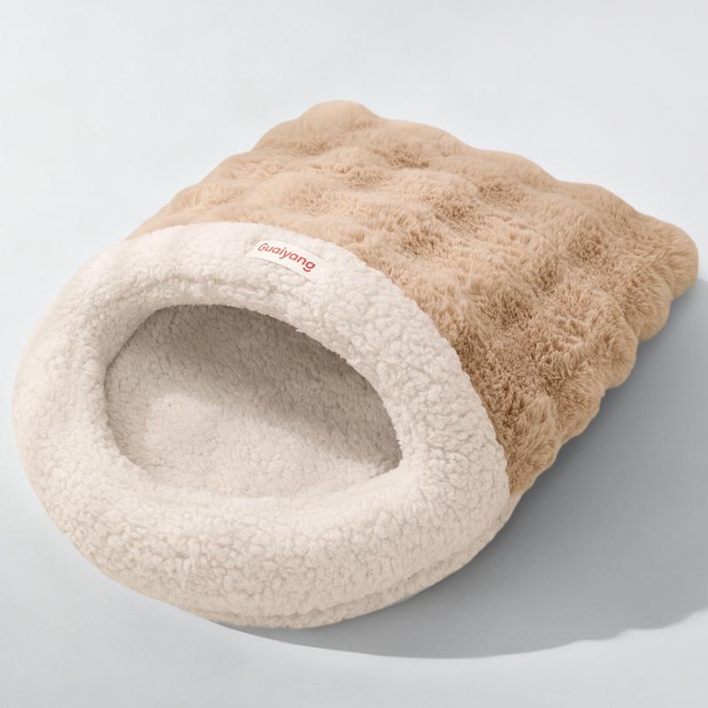 Cozy Semi-Enclosed Cat & Dog Sleeping Bag Bed - Winter & All-Season Use