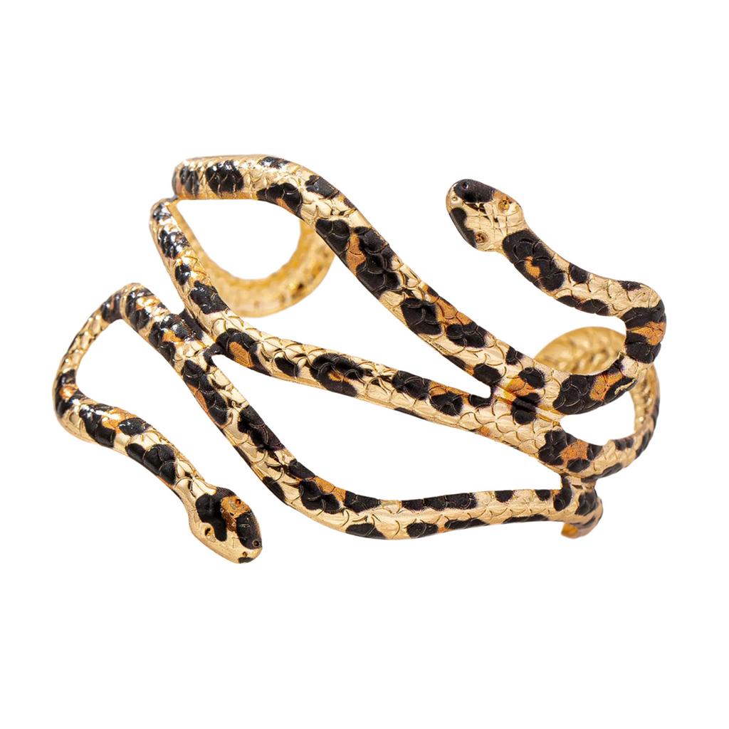 Exquisite Leopard Pattern Snake Bracelet Adjustable Opening Bangle Fashionable Wrist Accessory Unique Accessories