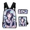 Timeless Unique Cool Danmachi 3D Design 3pcs/Set pupil Learner Bags Everyday Laptop Rucksack Backpack Sling Carry Tote Pencil Pouch