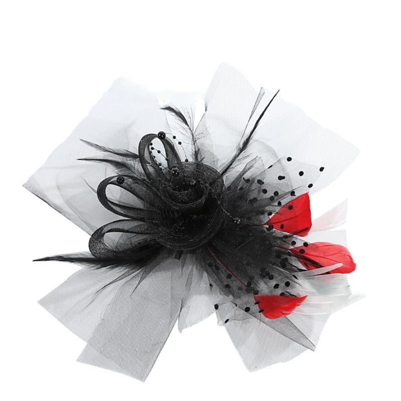 Flower Meshes Hat Headbands Stylish Women's Fascinator Flower Hat Hairpiece for Bridal Accessories