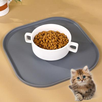 Napperon pour chiens domestiques Imperméable avec bords surélevés Empêche les déversements Antidérapant Garde les sols propres Tapis d'alimentation pour chiens