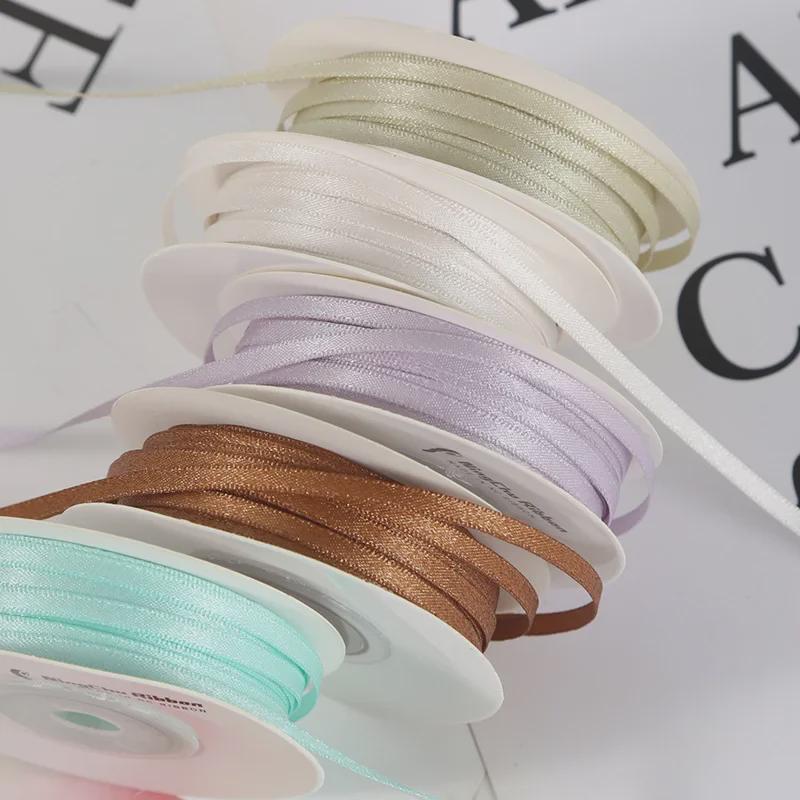 3mm Double-Sided Satin Silk Ribbon for DIY Gifts, Bows, Bouquets, and Baking Packaging