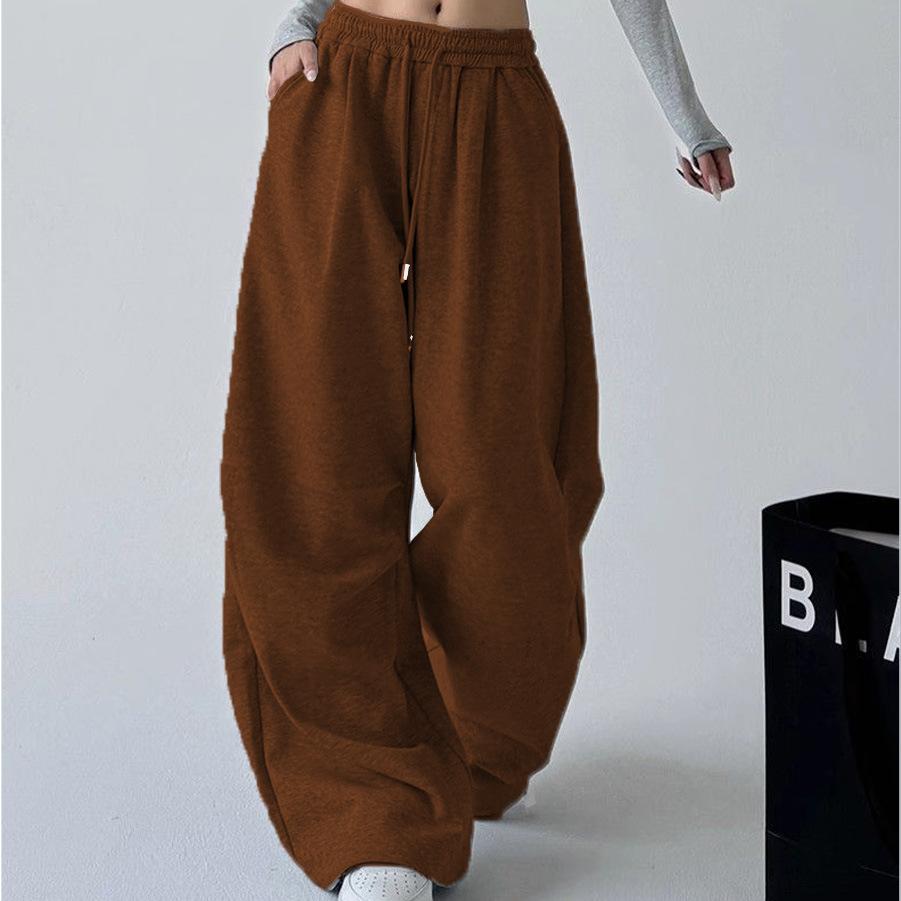 Graue High-Waist Weitbeinige Hose für Damen