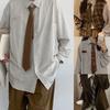 Lazy Tie Hand-tied Neckties Japanese Style Striped Collar Tie for School Shirt