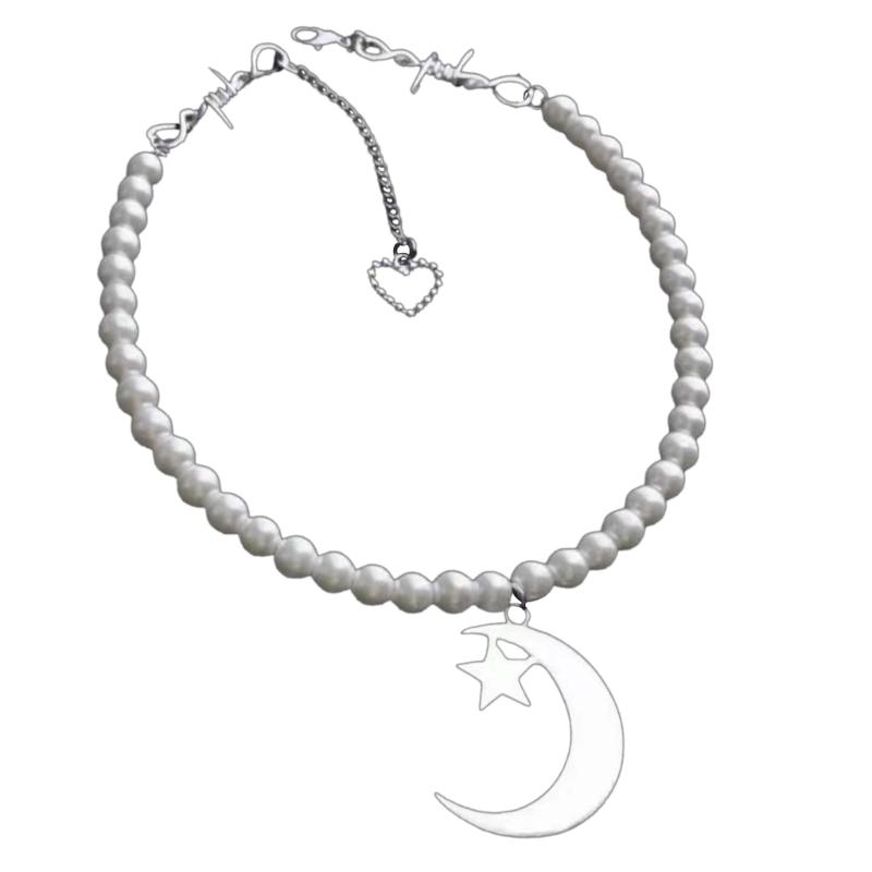 

Imitation Pearl Necklace Moon Pendant Necklace Adjustable Length Necklace Imitation Pearl Material Suitable for Party 1